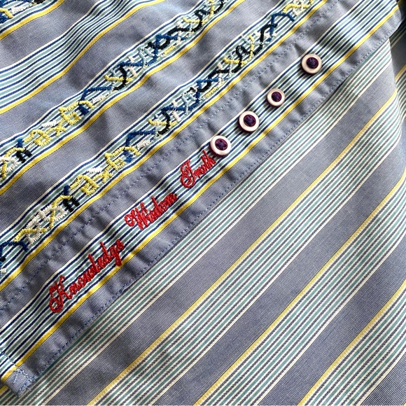 Robert Graham Button Down Embroidered Shirt Flip Cuff Abstract Art Size 2XL - Picture 8 of 13